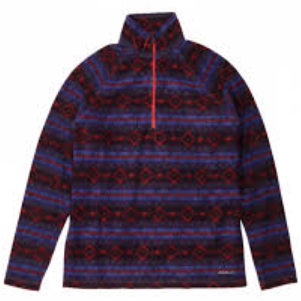 Vintage Womens Eddie Bauer Quest Fleece Quarter Zip Sweater Jacket Nordic Print